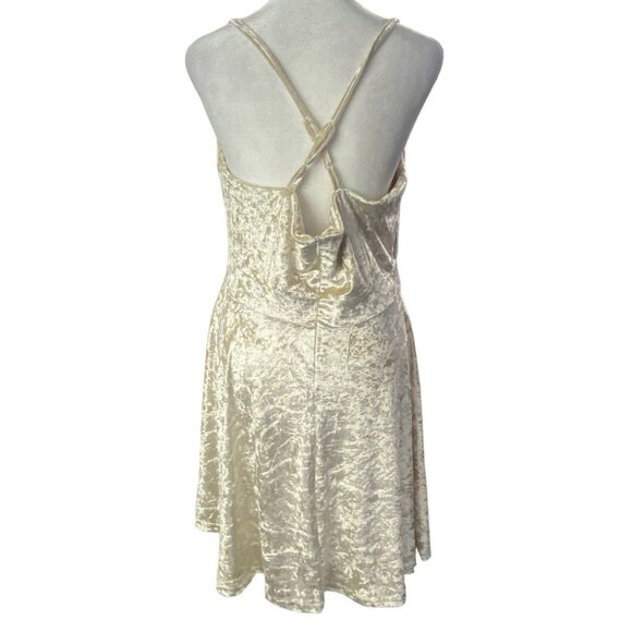 NWT R VIVIMOS Women Velvet V Neck Mini Dress Sz XL Cream Straps Sexy Party 60-12 - Picture 4 of 16